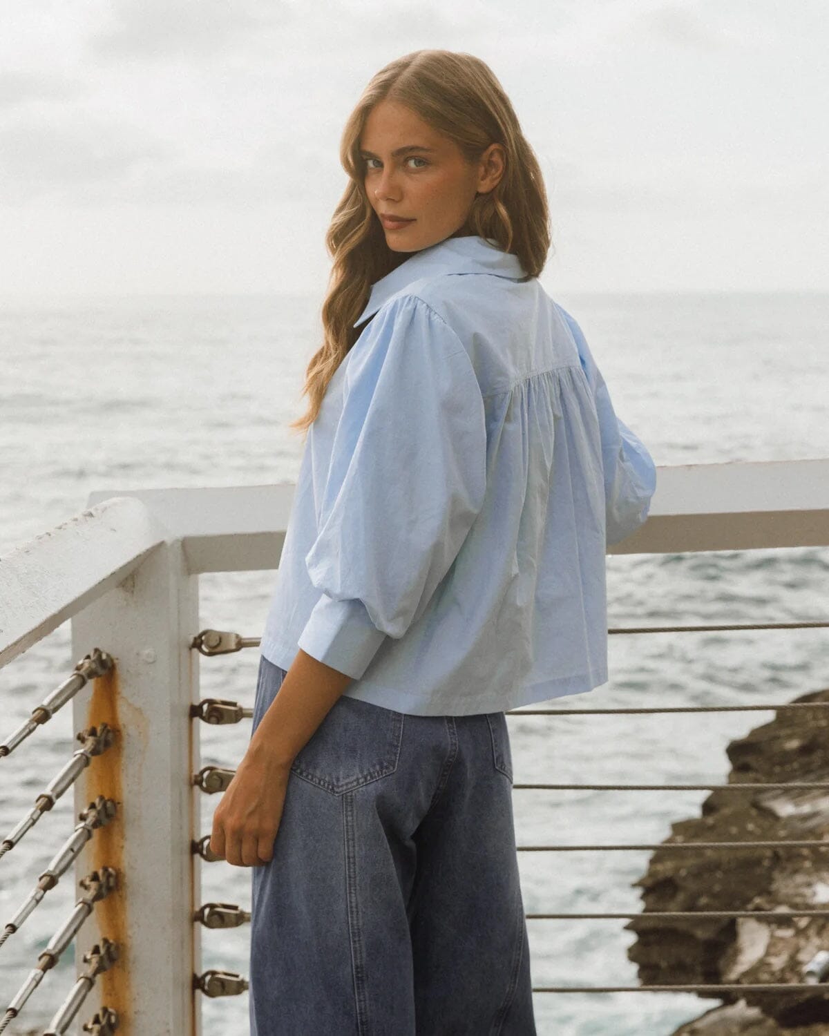 Ebby & I White Star Shirt - Blue Ebby & I