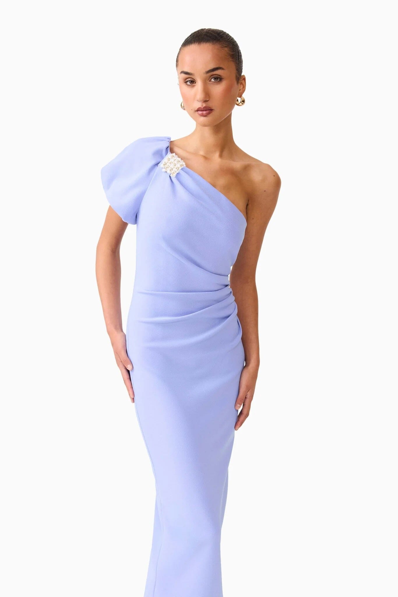 Elliatt Olenna Puff Sleeve Midi Dress - Blue Elliatt