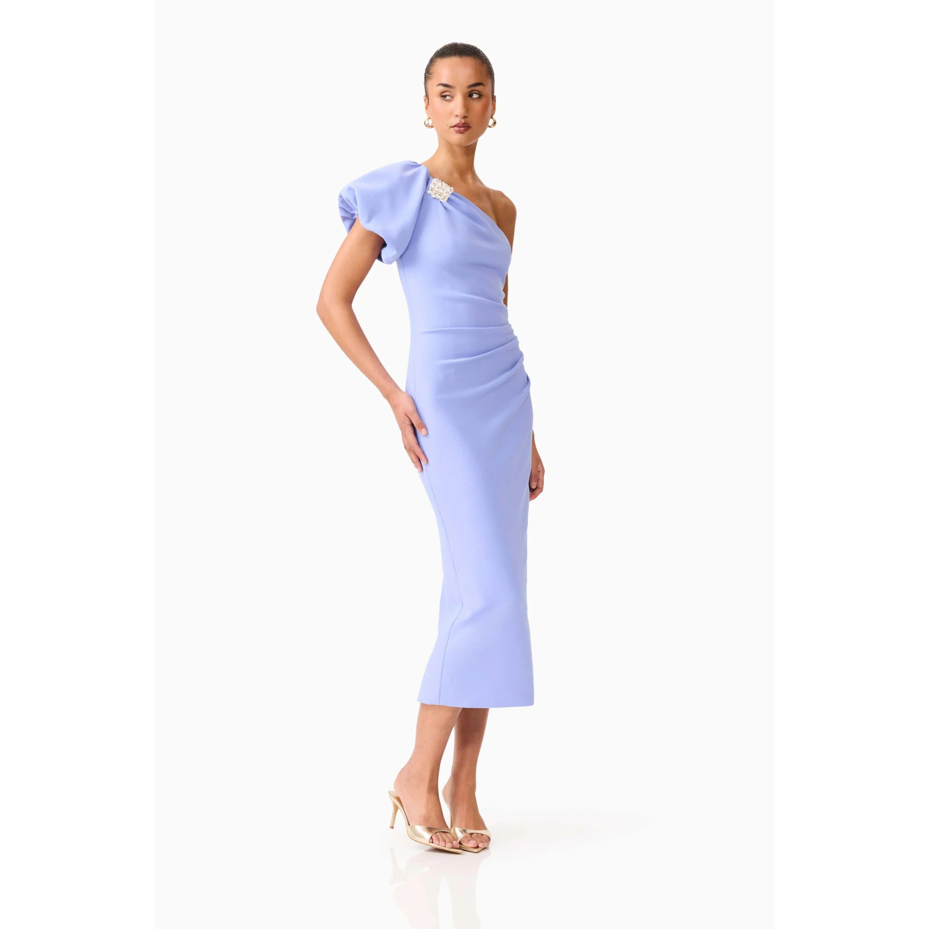 Elliatt Olenna Puff Sleeve Midi Dress - Blue Midi Dress Elliatt