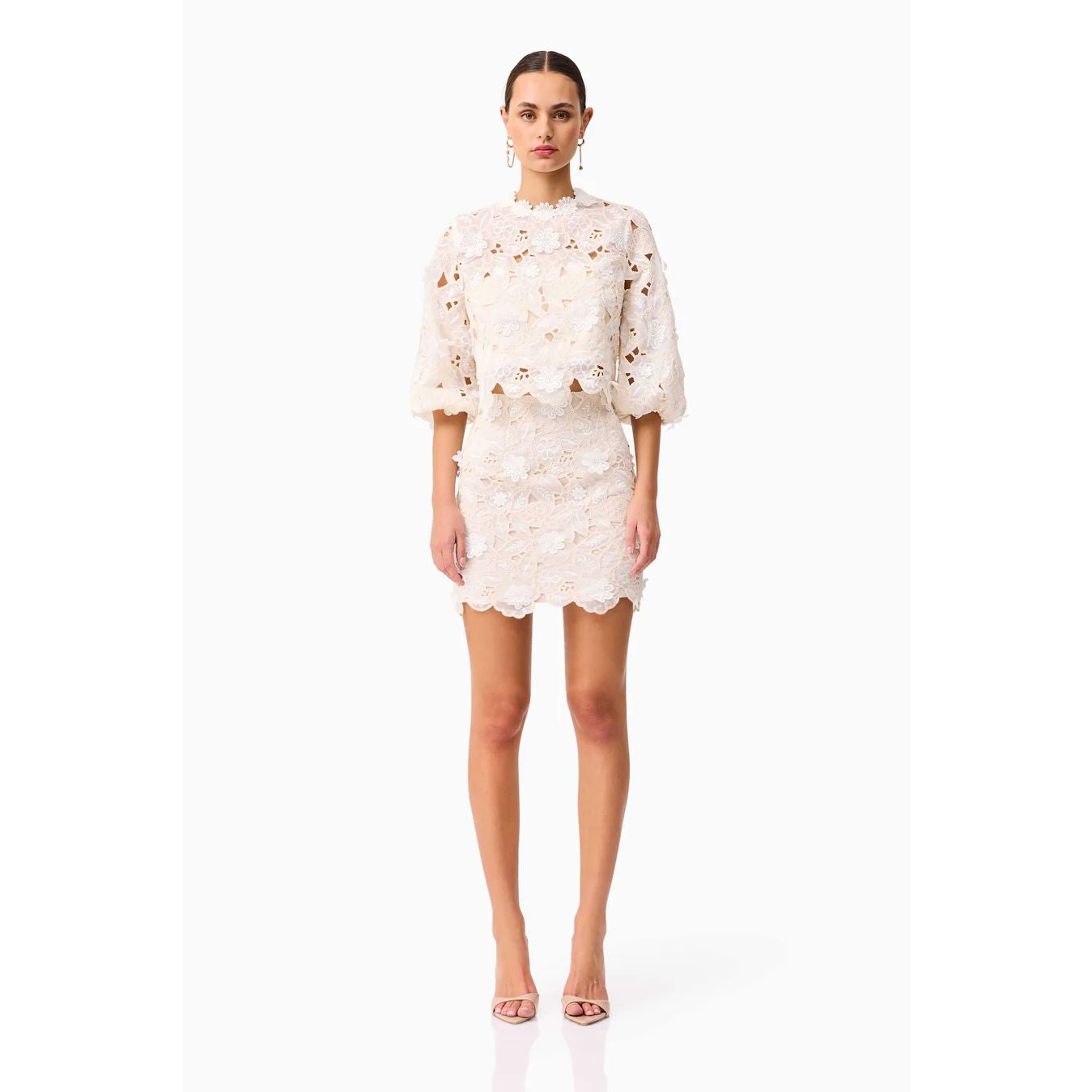 Elliatt Sienna Top & Mini Skirt Set - Cream Elliatt