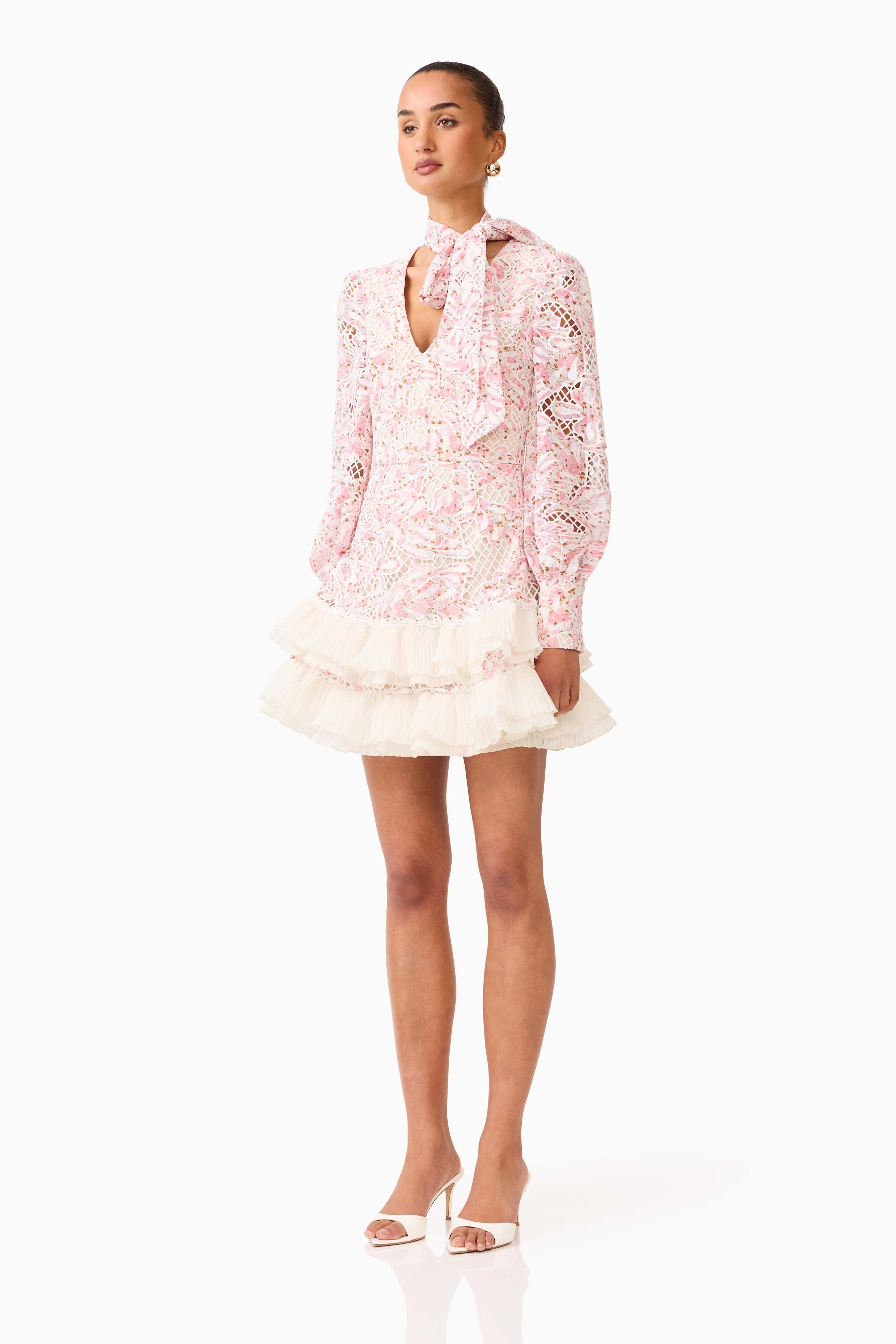 Elliatt Valencia Long Sleeve Mini Dress - Pink Multi Elliatt