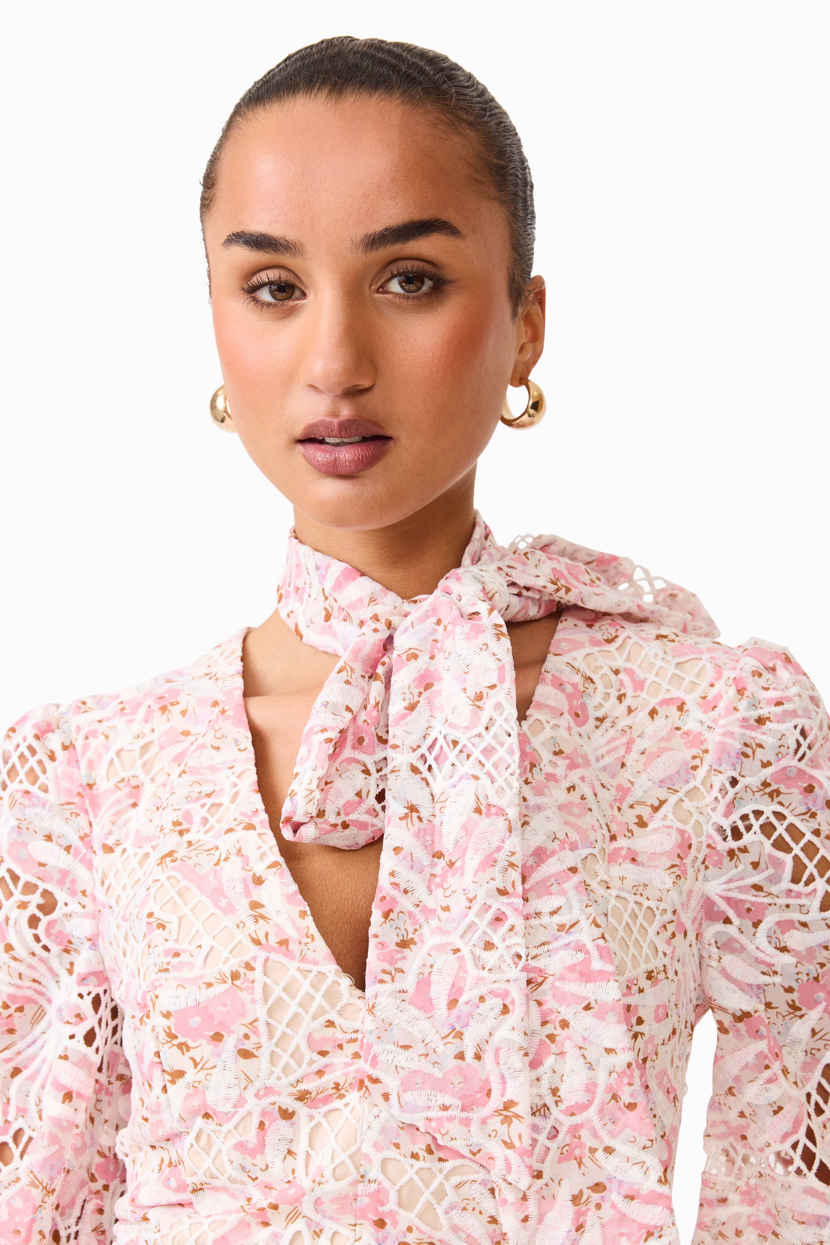 Elliatt Valencia Long Sleeve Mini Dress - Pink Multi Elliatt