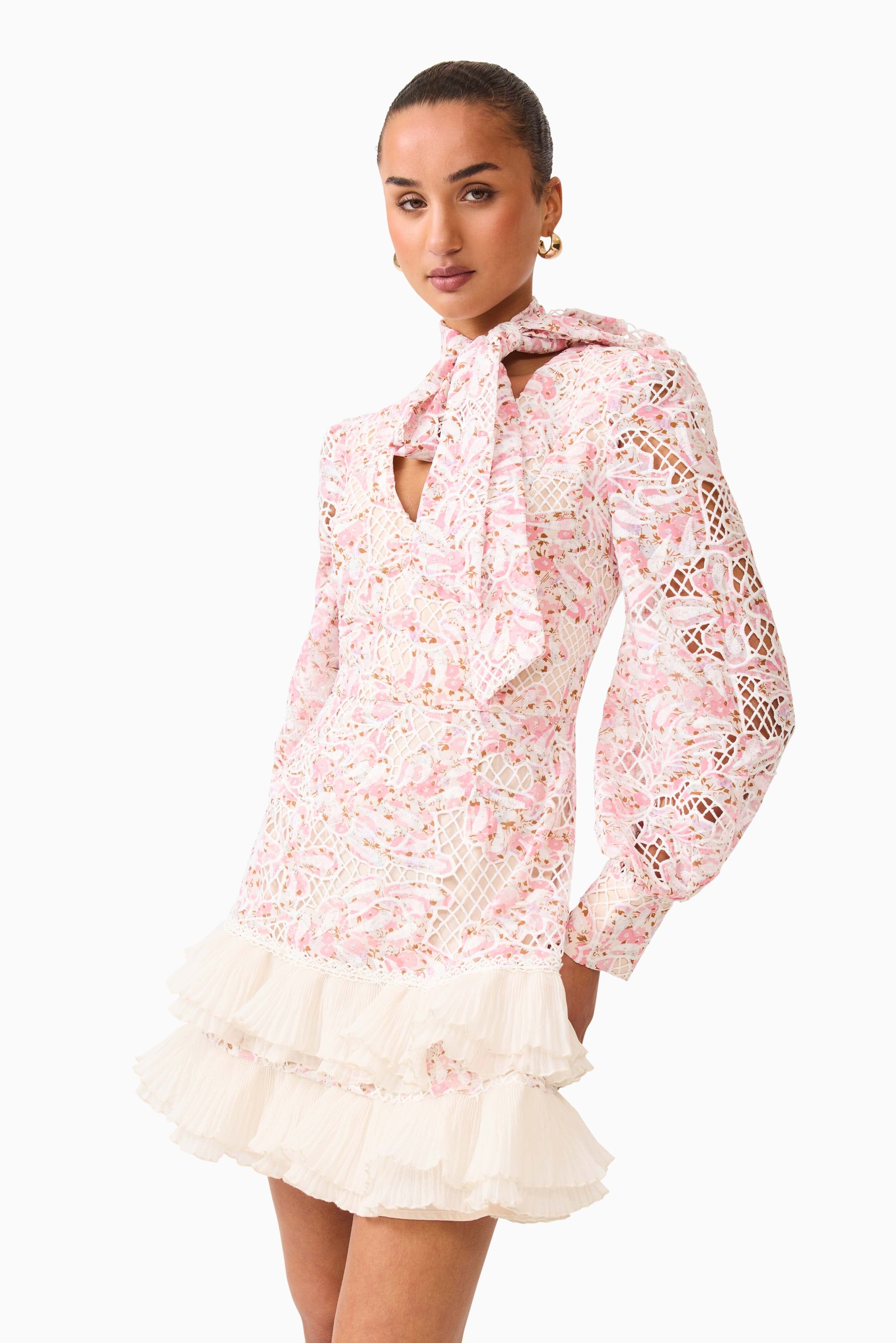 Elliatt Valencia Long Sleeve Mini Dress - Pink Multi Elliatt