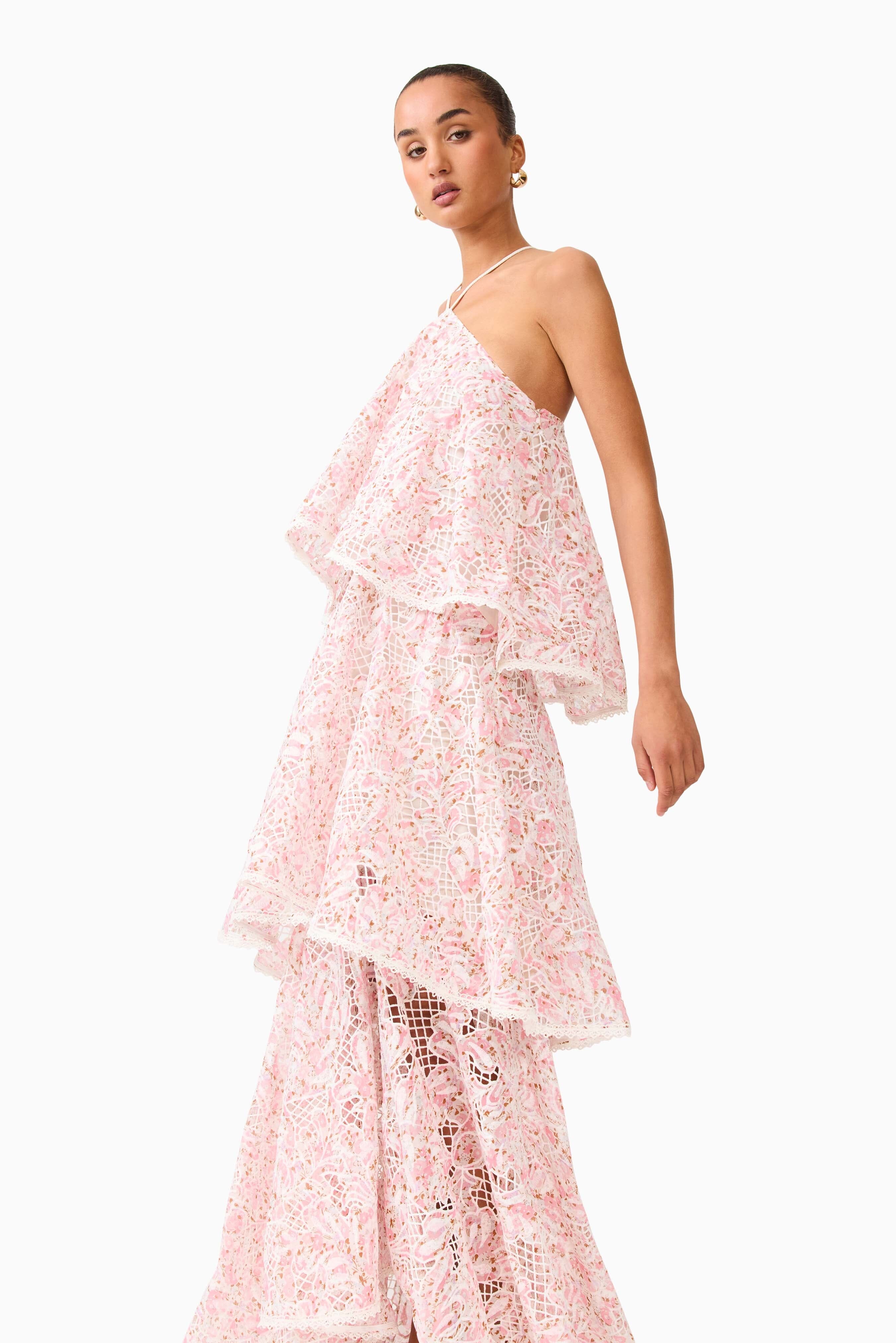 Elliatt Valencia Tiered Gown - Pink Multi Elliatt