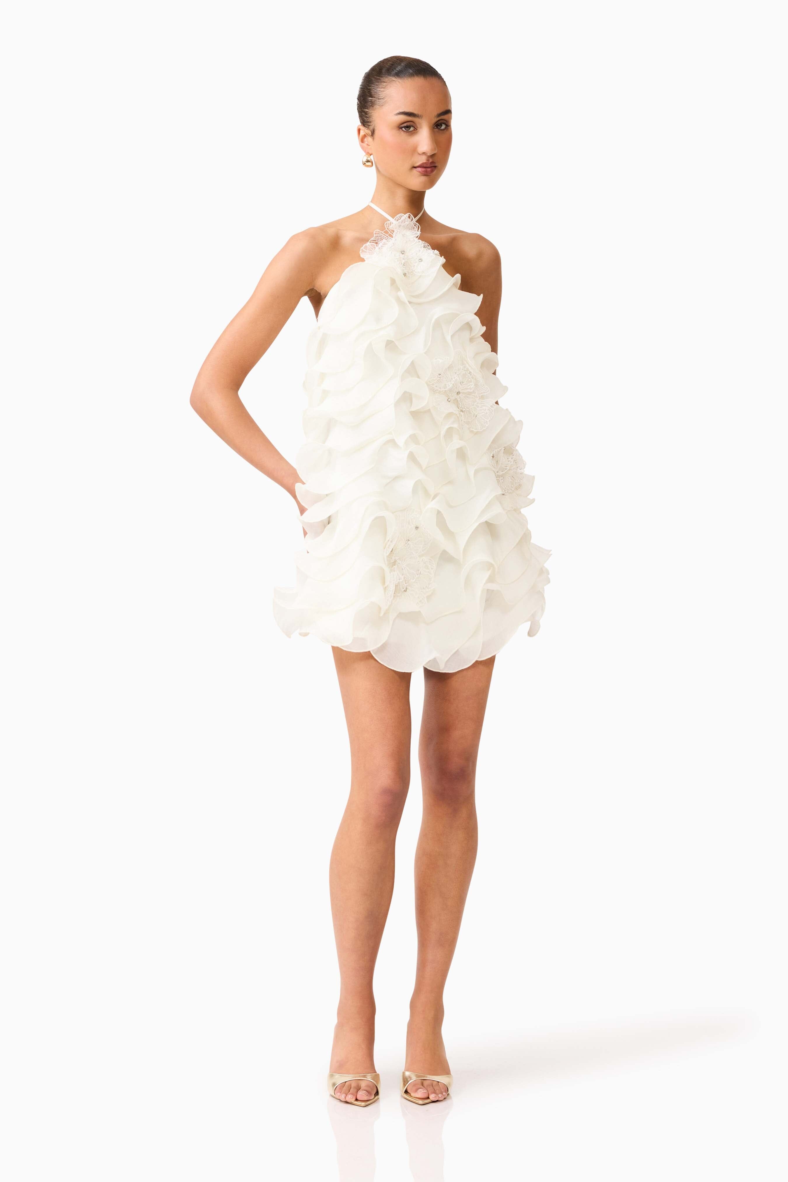 Elliatt Yvette Ruffle Mini Dress - White Elliatt