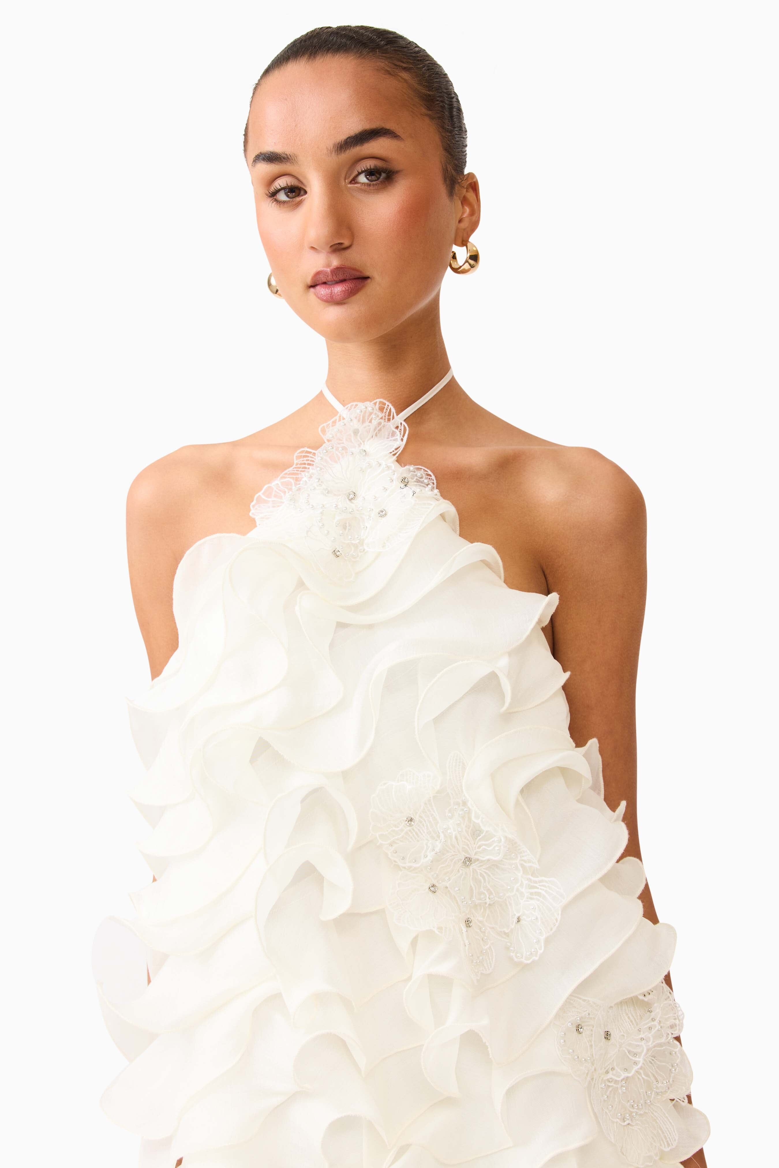 Elliatt Yvette Ruffle Mini Dress - White Elliatt