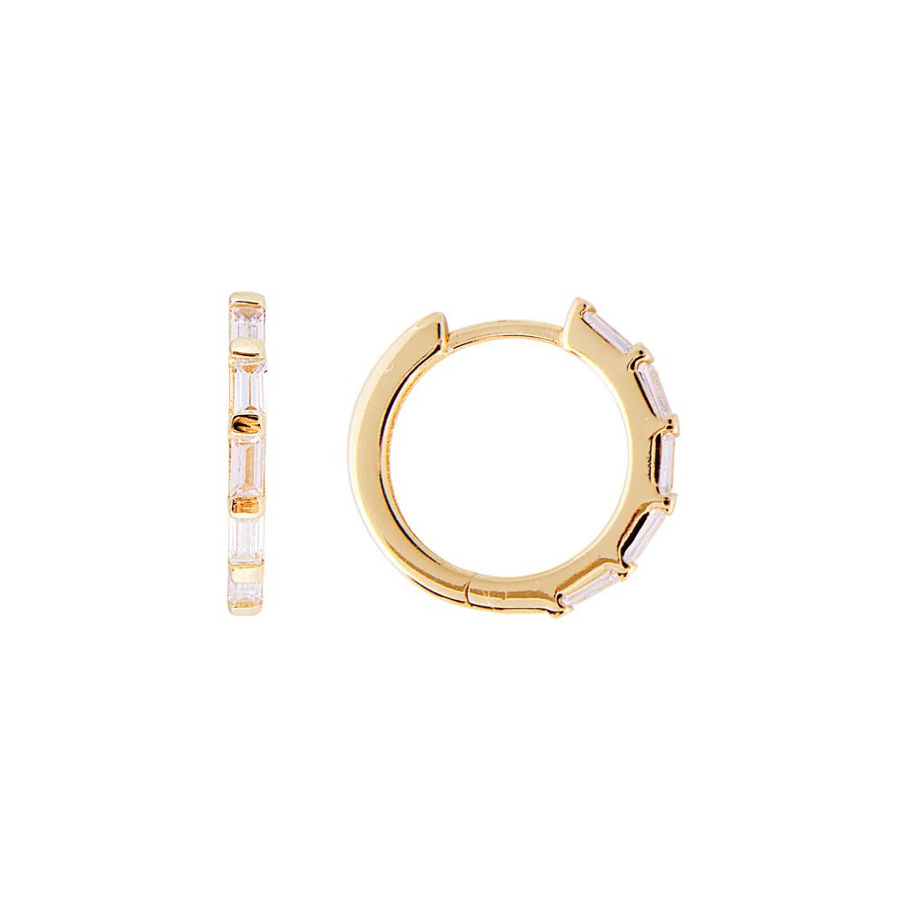 Fairley Crystal Baguette Midi Hoops Fairley