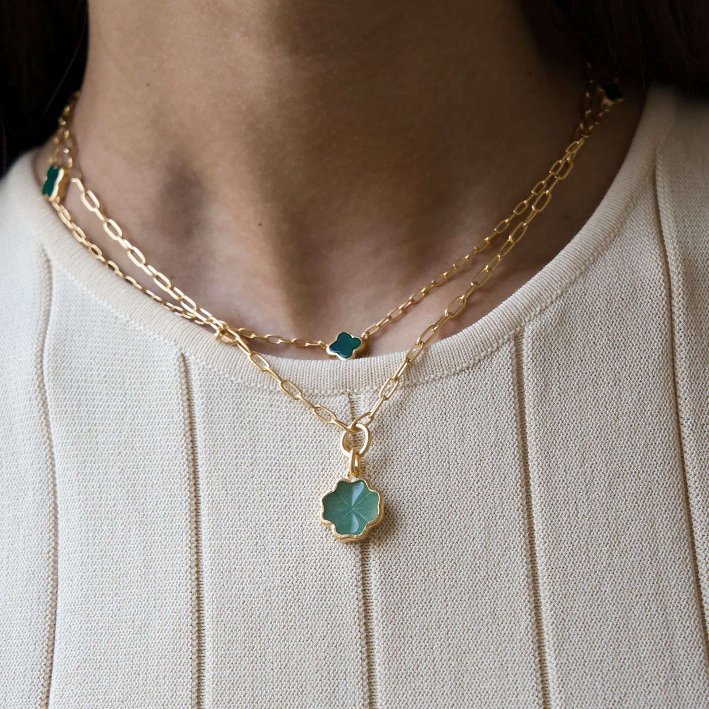 Fairley Green Agate Clover Necklace Fairley