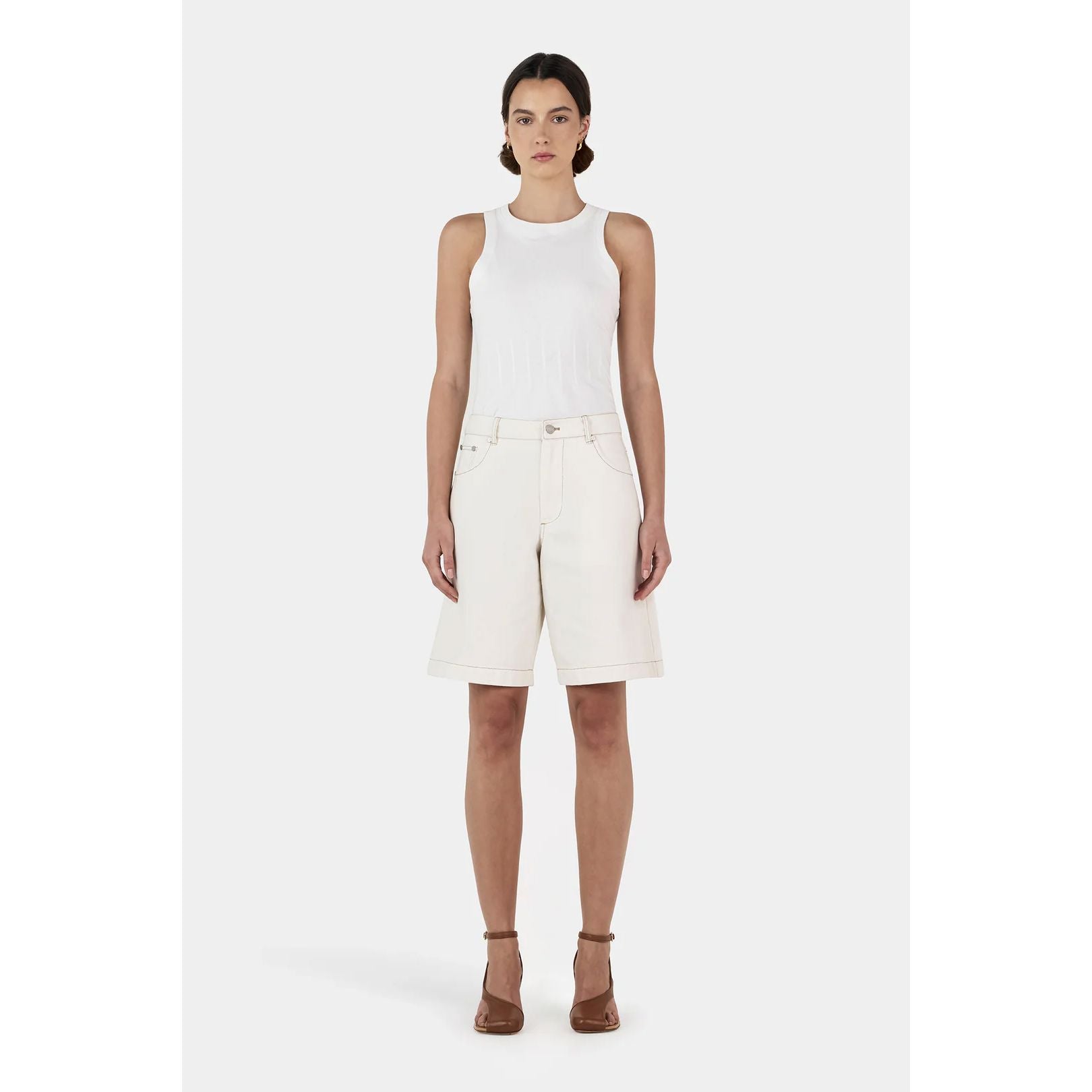 Hansen & Gretel Jessie Denim Jorts - Ecru Hansen & Gretel