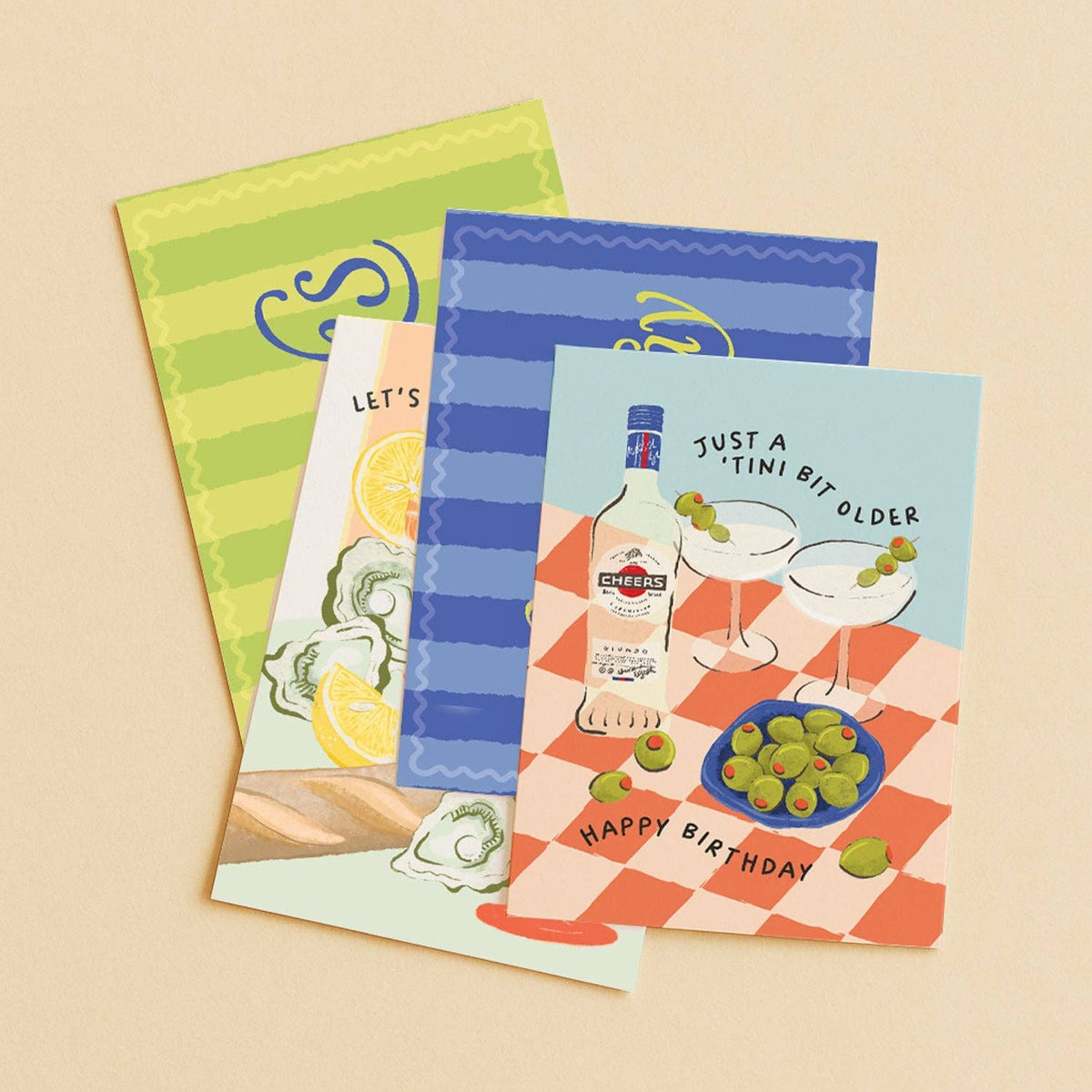 'Happy Birthday' Blue Chunky Stripe Card Daymaker Stationery