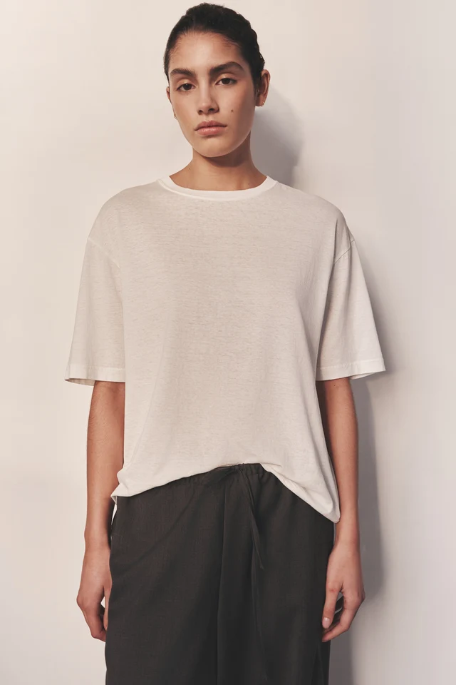 Assembly Label Kira Cotton Hemp Tee - Antique White