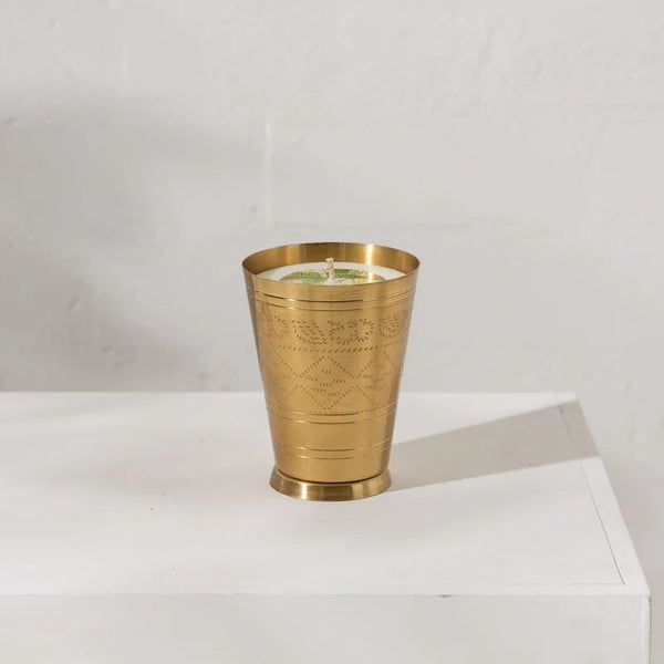 Inartisan Handpoured Soy Candle in Brass Lassi Cup - Cucumber, Mint & Ginger Inartisan