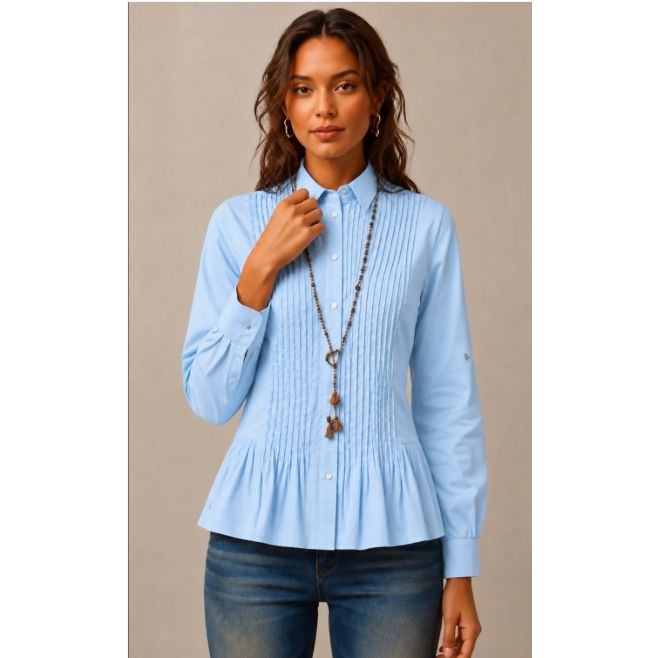 Joop & Gypsy Pin Tuck Shirt - Blue Women's Shirt Joop & Gypsy