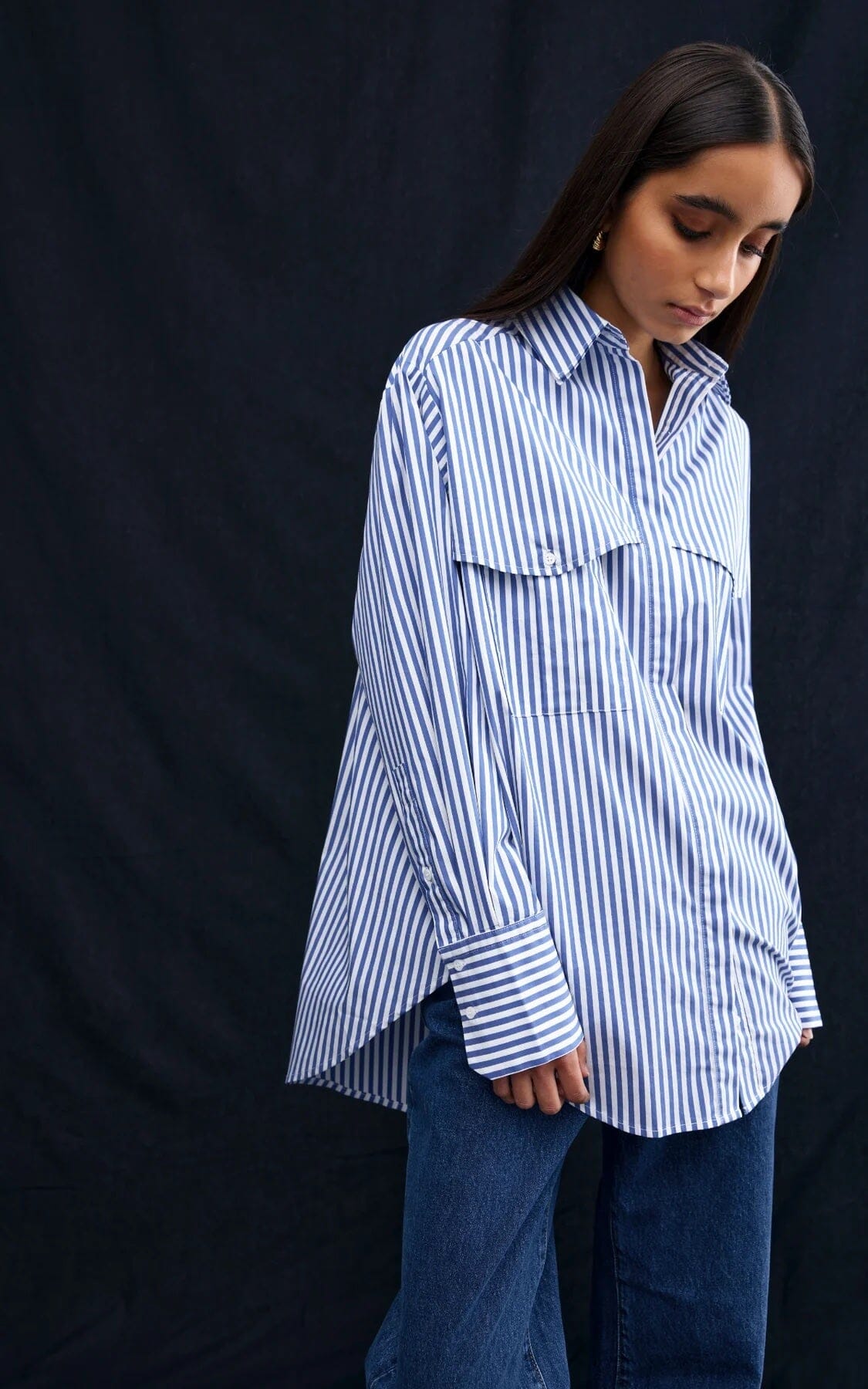 Kinney Riley Shirt - Navy/White Stripe Kinney