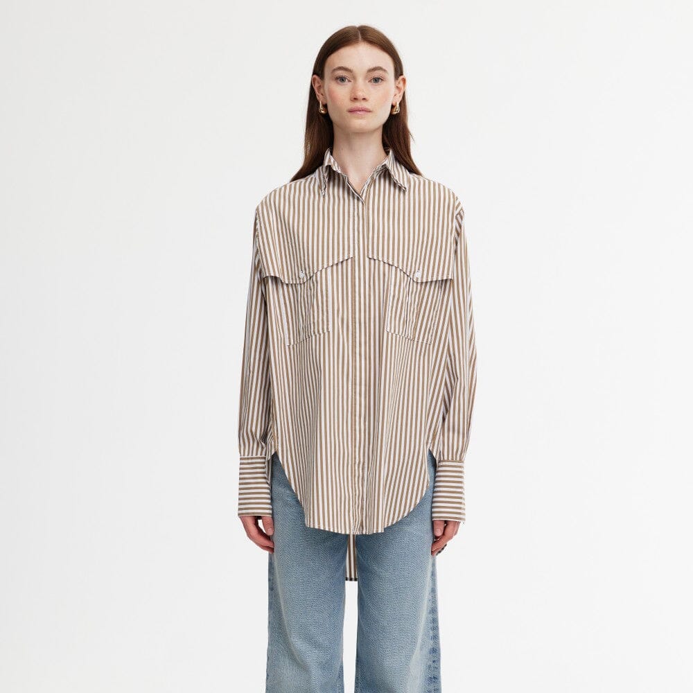 Kinney Riley Shirt - Stone & Ivory Stripe Eclectic House