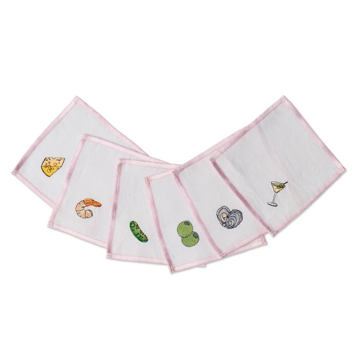 Kip & Co Aperitivo Embroidered 6 pc Cocktail Napkin Set Kip & Co