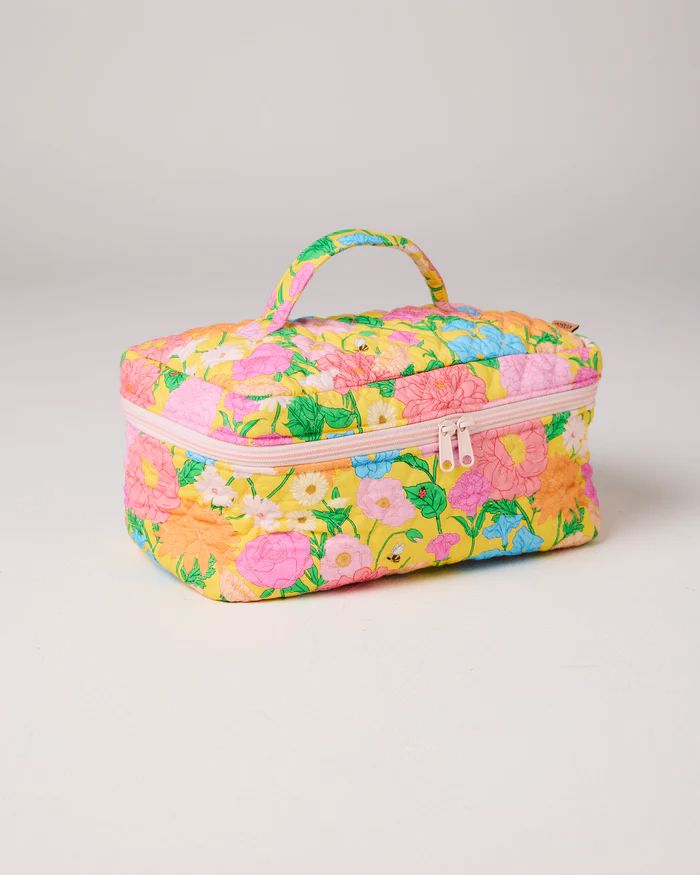 Kip & Co Follow The Sun Yellow Quilted Cotton Toiletry Case Kip & Co