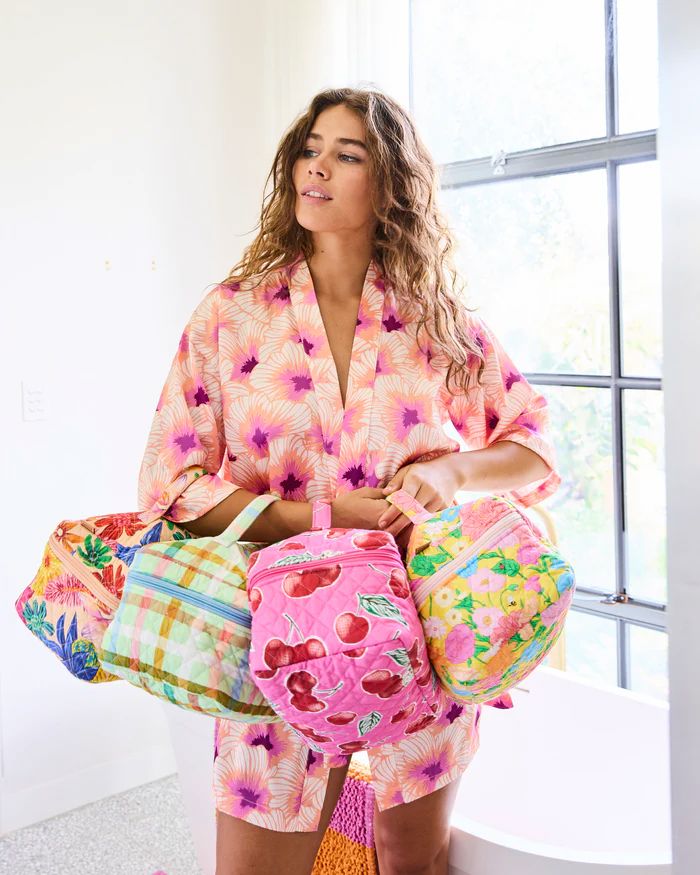 Kip & Co Follow The Sun Yellow Quilted Cotton Toiletry Case Kip & Co