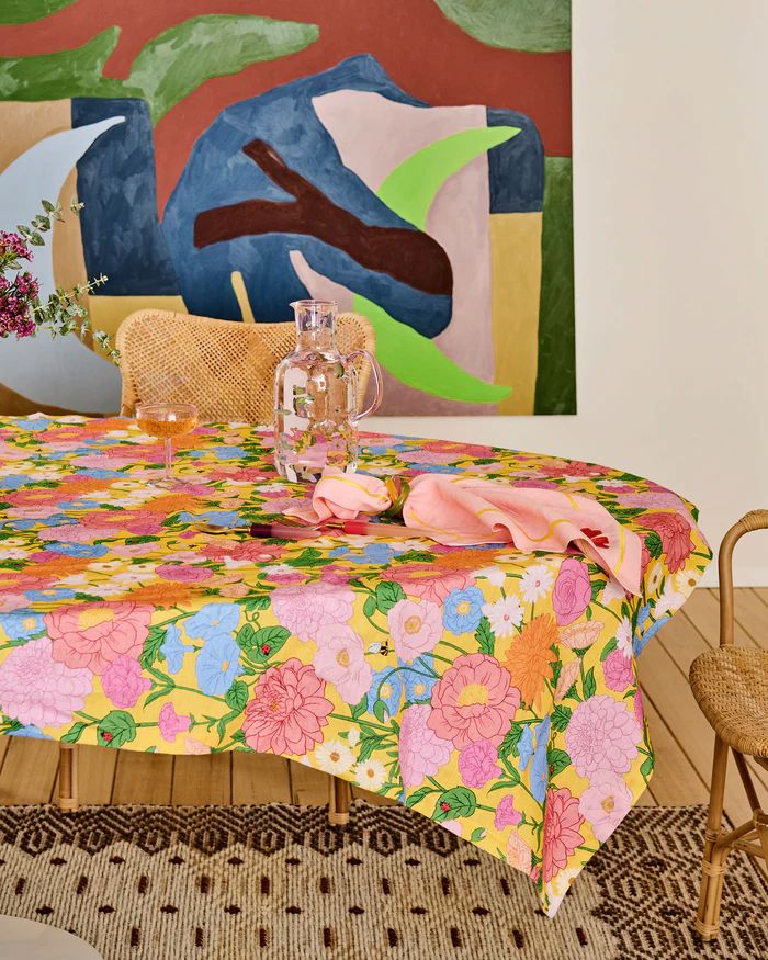 Kip & Co Follow The Sun Yellow Tablecloth - Large Rectangle Kip & Co