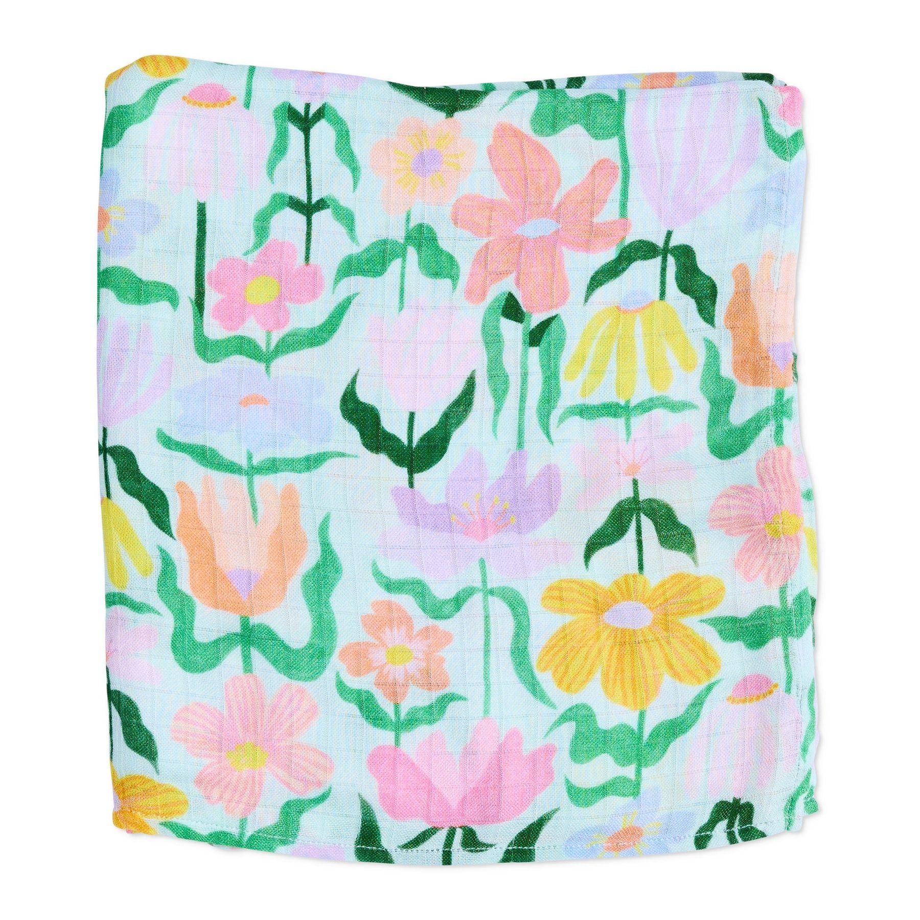 Kip & Co Popping Flowers Green Bamboo Swaddle Kip & Co
