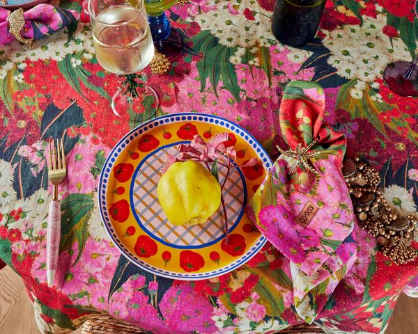 Kip & Co Rectangular Large Linen Tablecloth - Bush Blossom Kip & Co