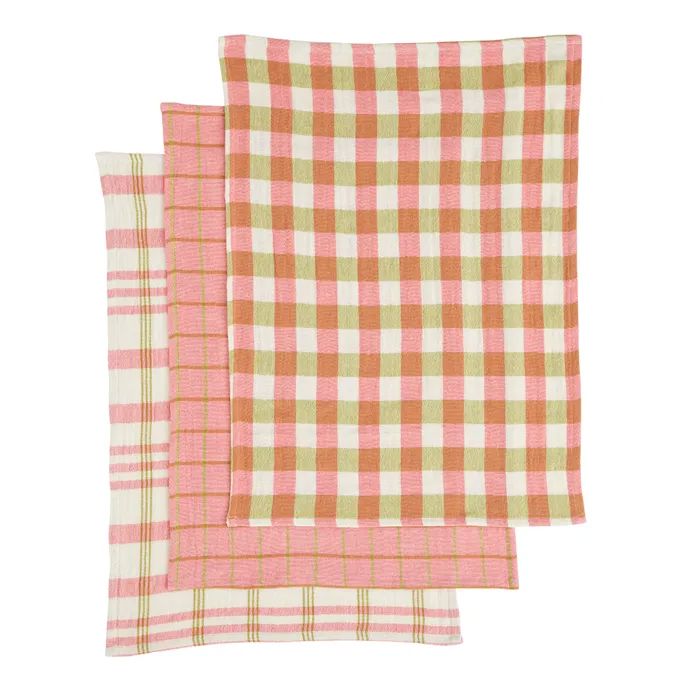 Kit Set of 3 Recycled Cotton Tea Towel - Pink Tea Towel Coast to Coast Home