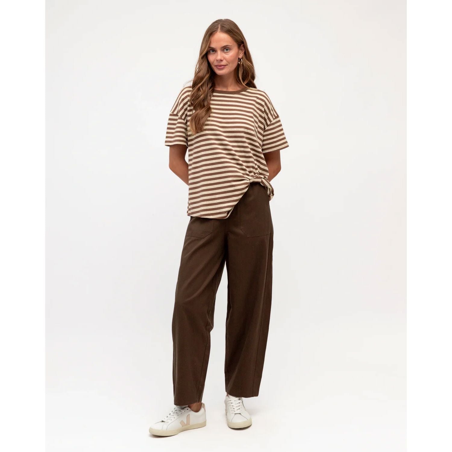 Label of Love Elastic Waist Cargo Pants - Chocolate Women's Pants Label of Love