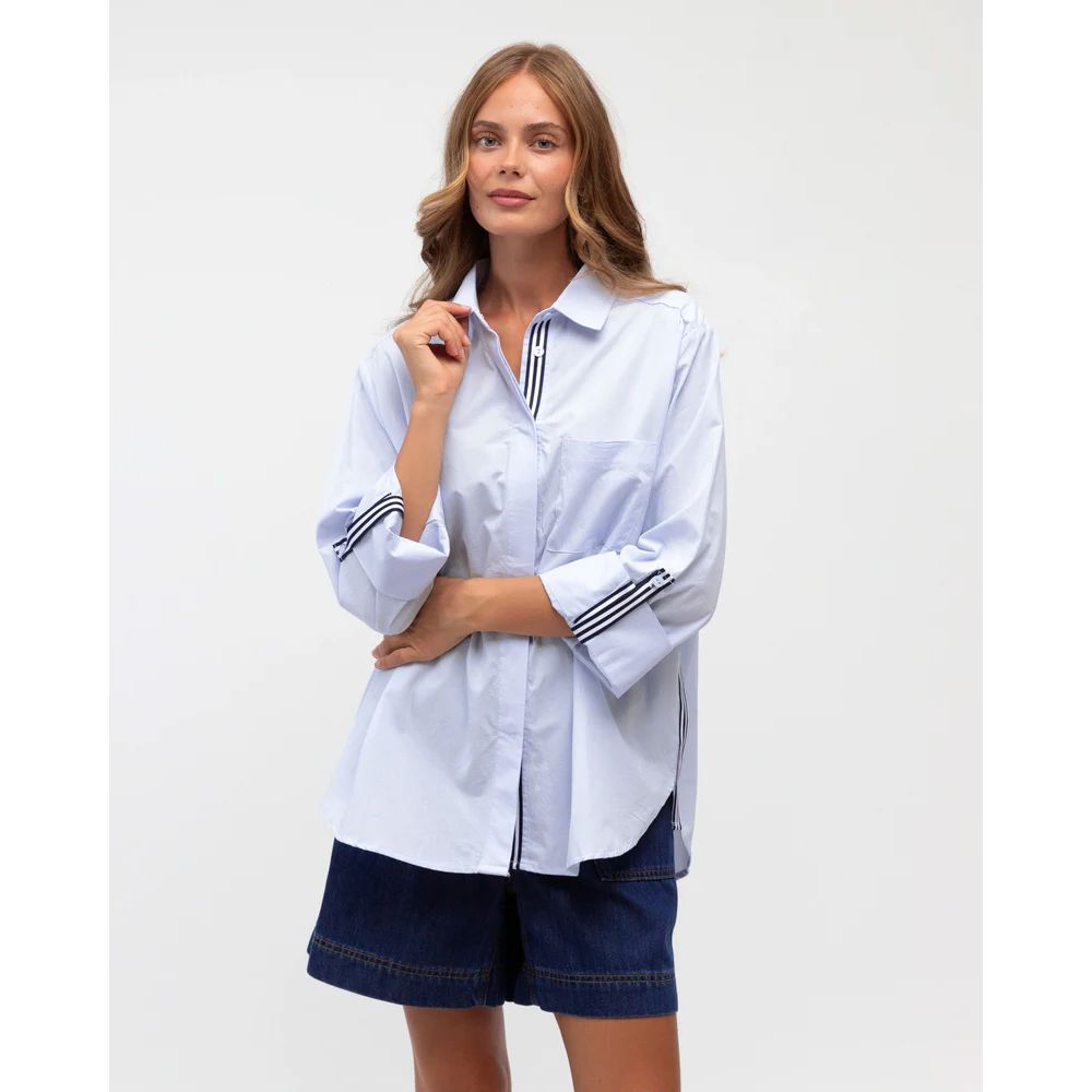 Label of Love Stripe Trim Shirt - Blue Label of Love