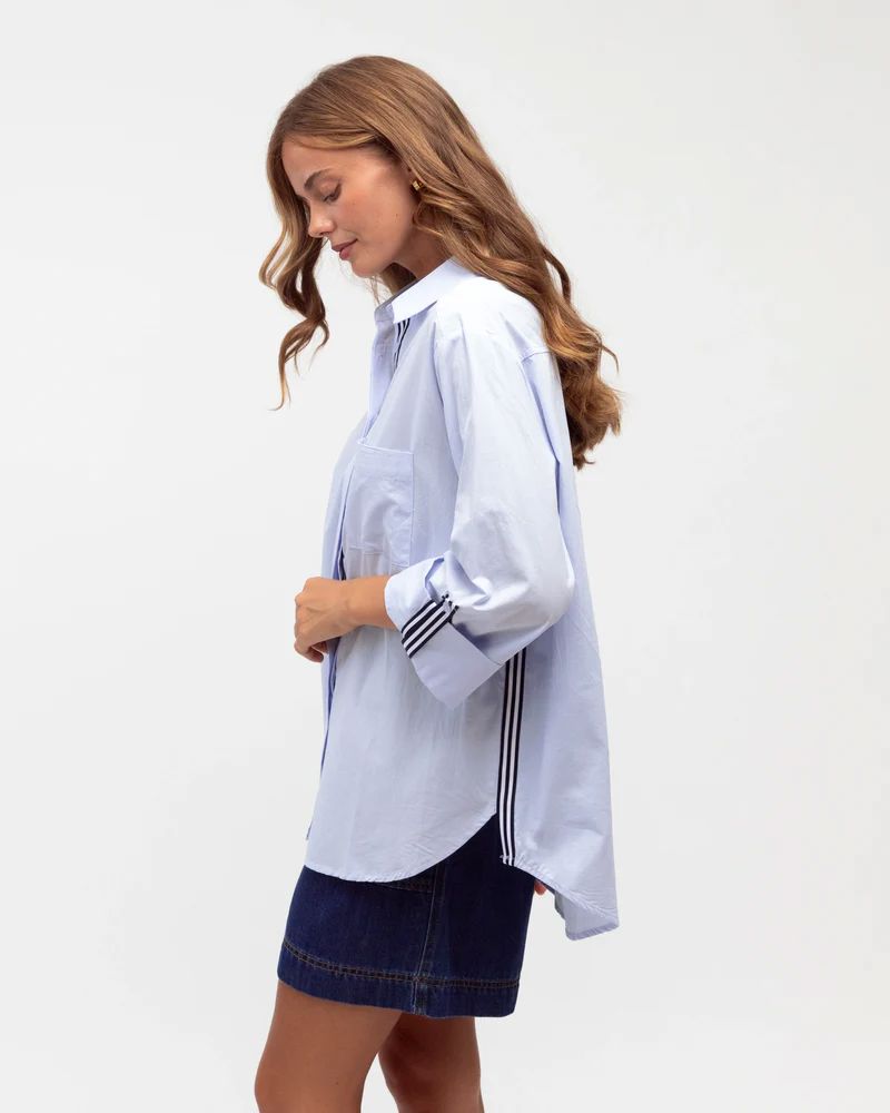 Label of Love Stripe Trim Shirt - Blue Label of Love