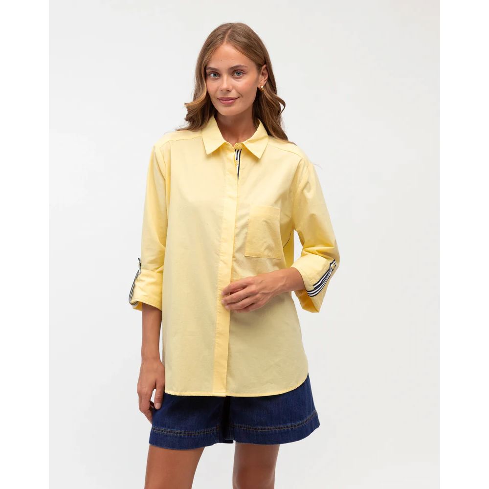 Label of Love Stripe Trim Shirt - Lemon Label of Love