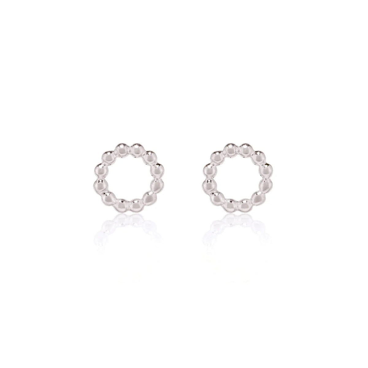 Linda Tahija Beaded Circle Stud Earrings - Sterling Silver Linda Tahija