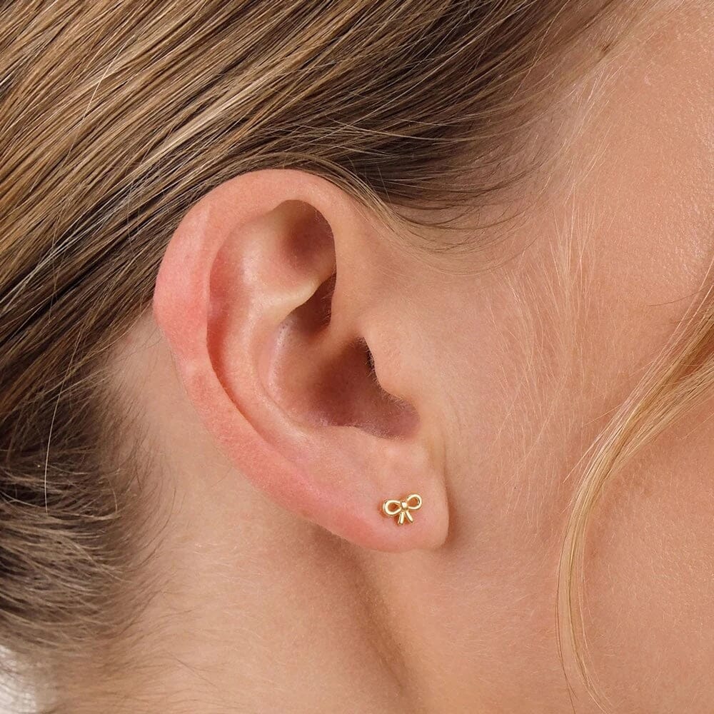 Linda Tahija Bow Stud Earrings - Gold Stud Earrings Linda Tahija