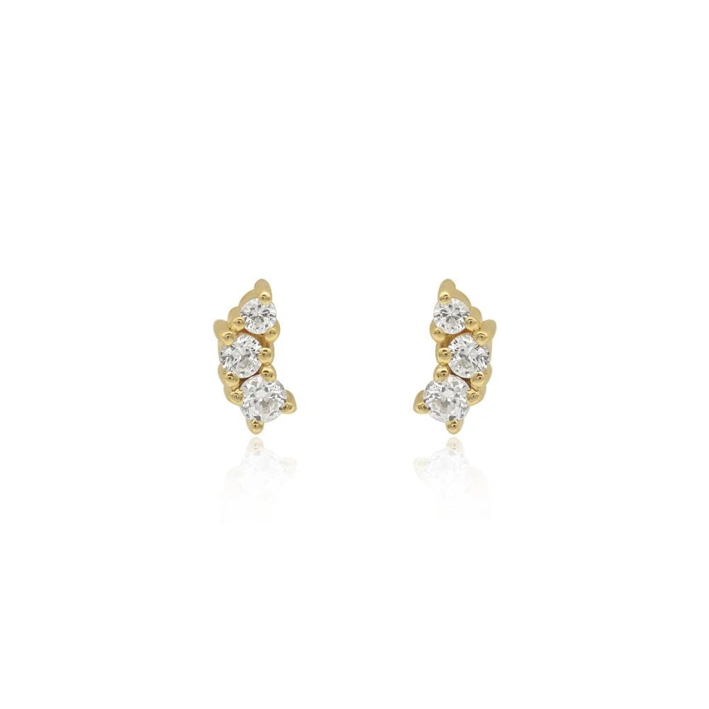 Linda Tahija Ebb Stud Earrings Lab Grown Sapphire - Gold Stud Earrings Linda Tahija