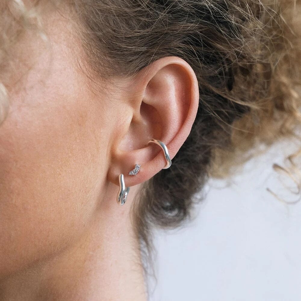 Linda Tahija Ebb Stud Earrings Lab Grown Sapphire - Sterling Silver Stud Earrings Linda Tahija