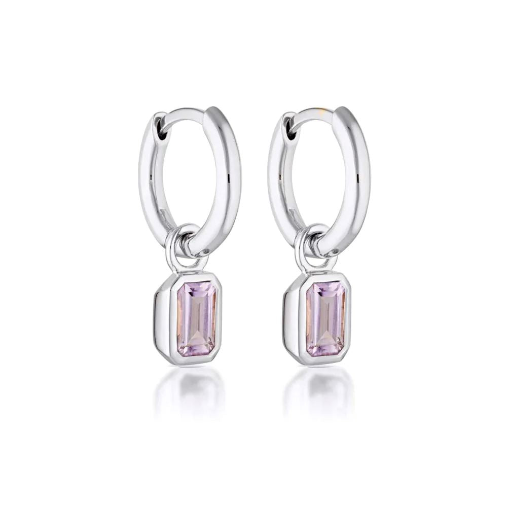 Linda Tahija Gemme Huggie Earrings - Silver Amethyst Linda Tahija