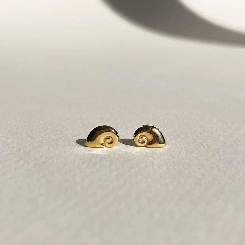 Linda Tahija Nautilus Stud Earrings - 18k Rose Gold Vermeil Linda Tahija