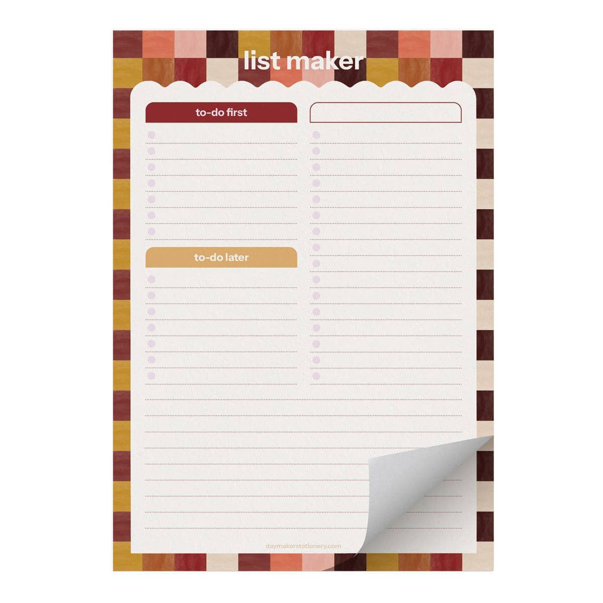 List Maker Notepad 'Tuscan Check' Daymaker Stationery