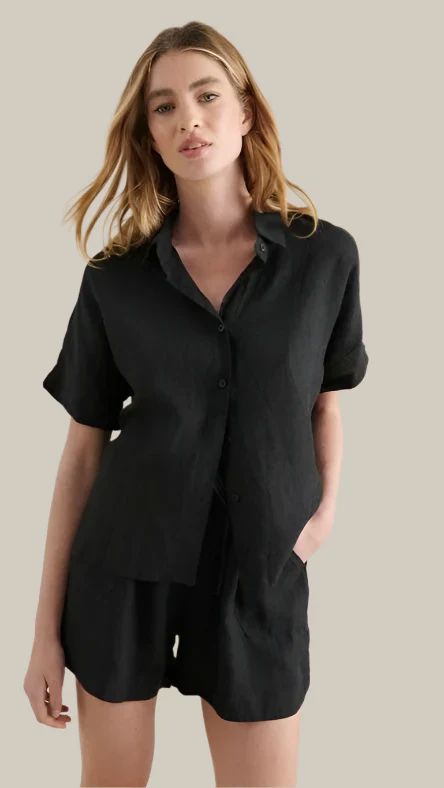 Little Lies Bronte Linen Shorts - Black Little Lies