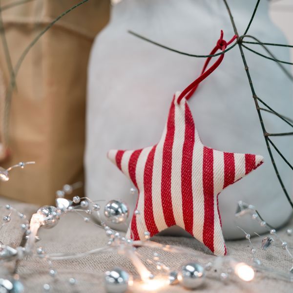 Lucia Fabric Star - Red Stripe Mediterranean Markets
