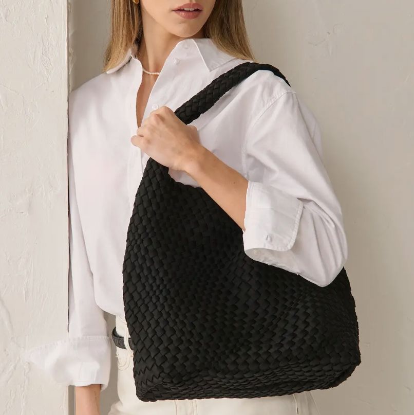 Lustre & Sage Layla Woven Tote - Black Angels Whisper Accessories