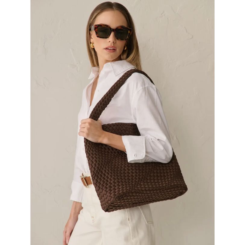 Lustre & Sage Layla Woven Tote - Brown Angels Whisper Accessories