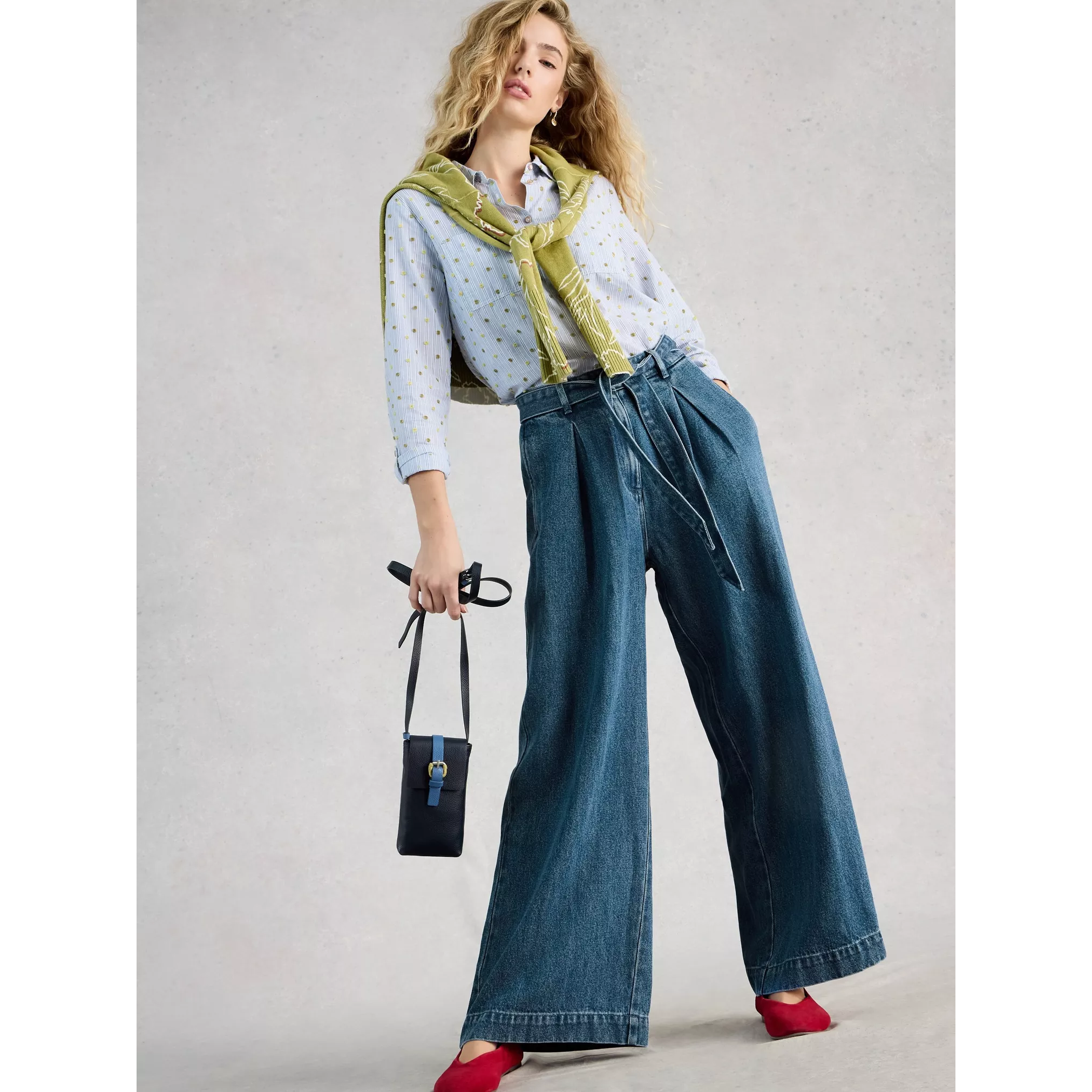 White Stuff Lyle Wide Leg Jean - Mid Denim