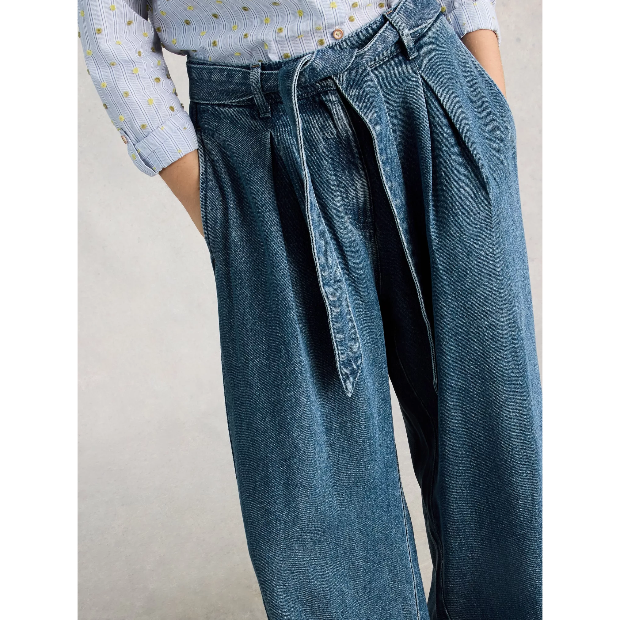White Stuff Lyle Wide Leg Jean - Mid Denim