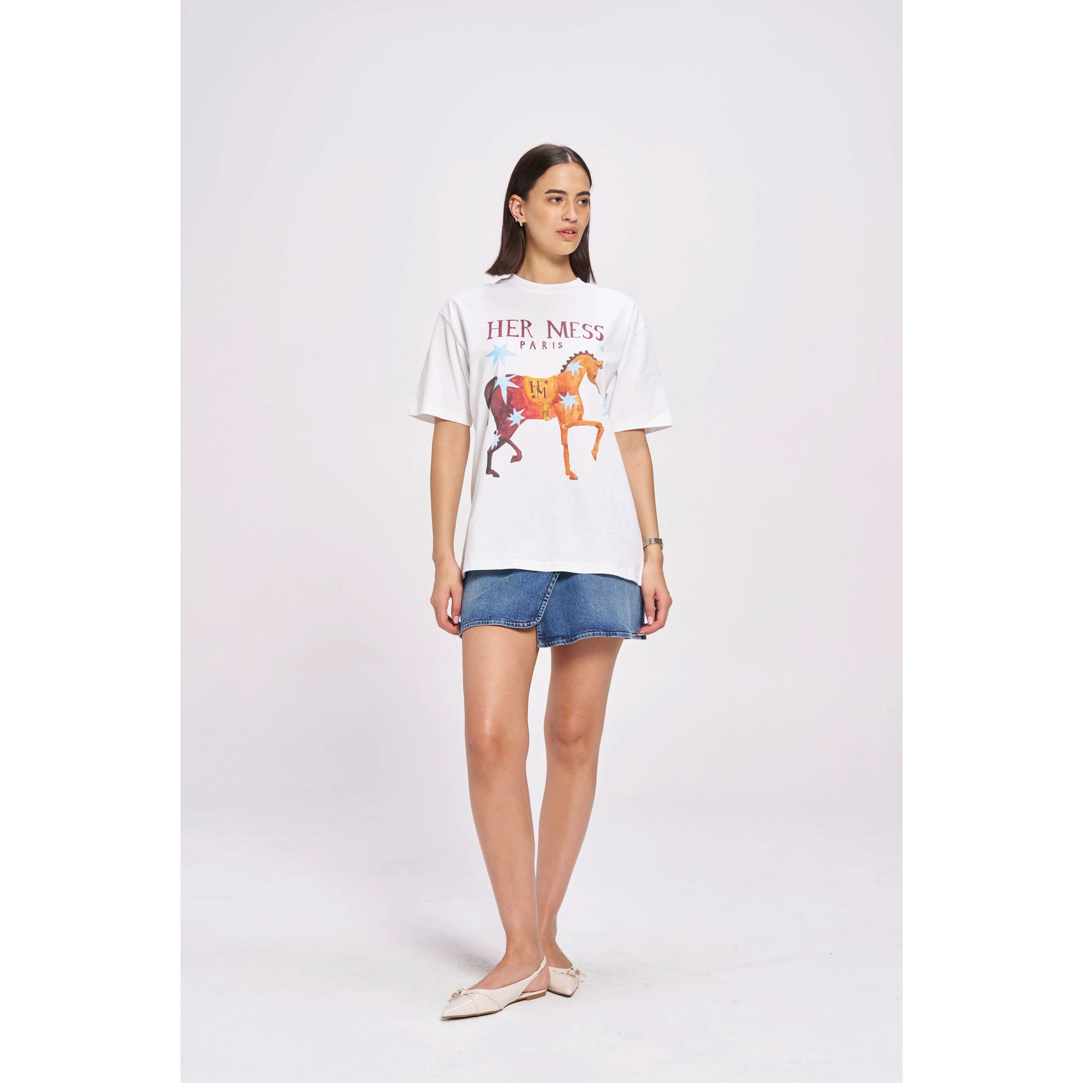 Maku Her Mess Oversized Tee - White Maku