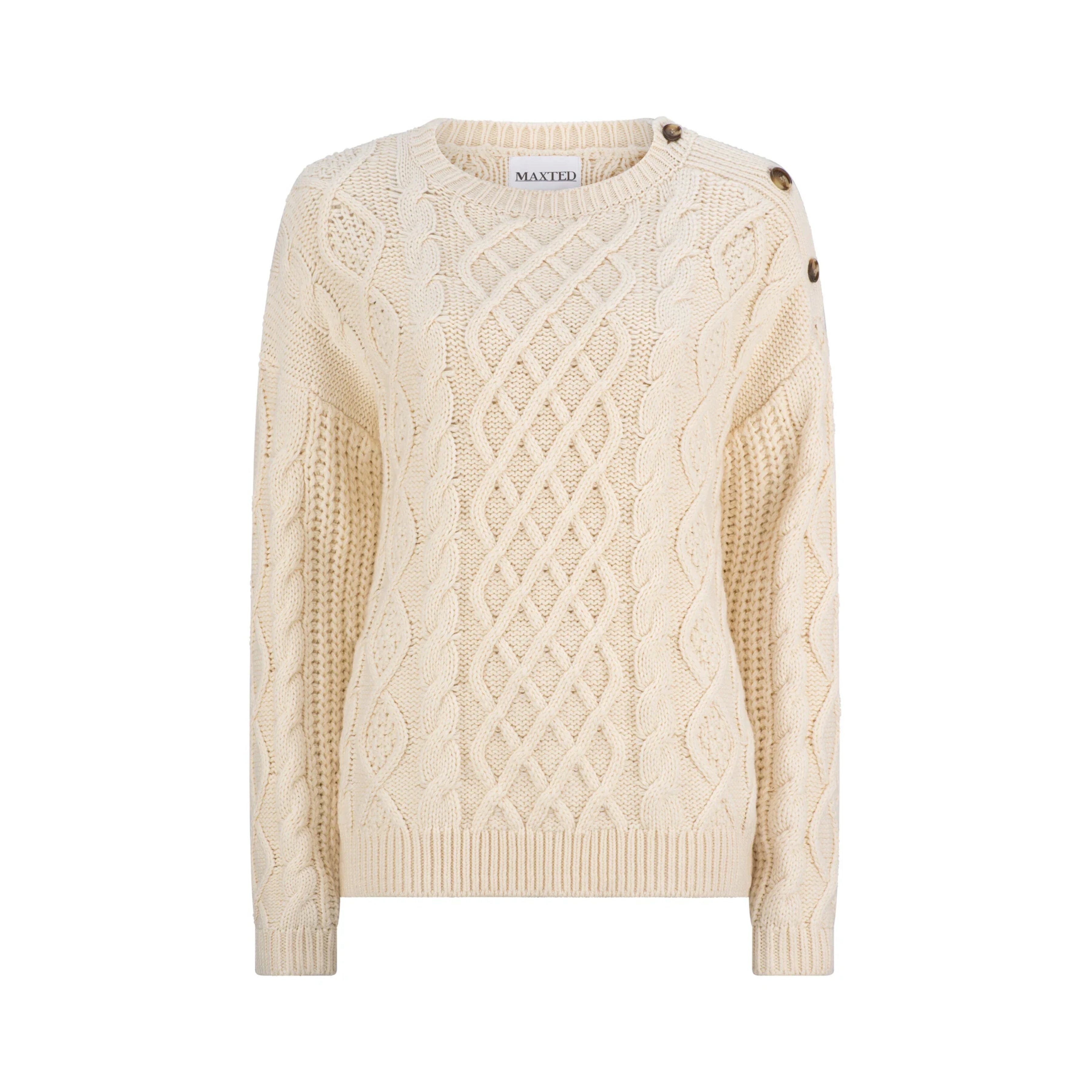 Maxted Ivory Cable Button Pullover Maxted