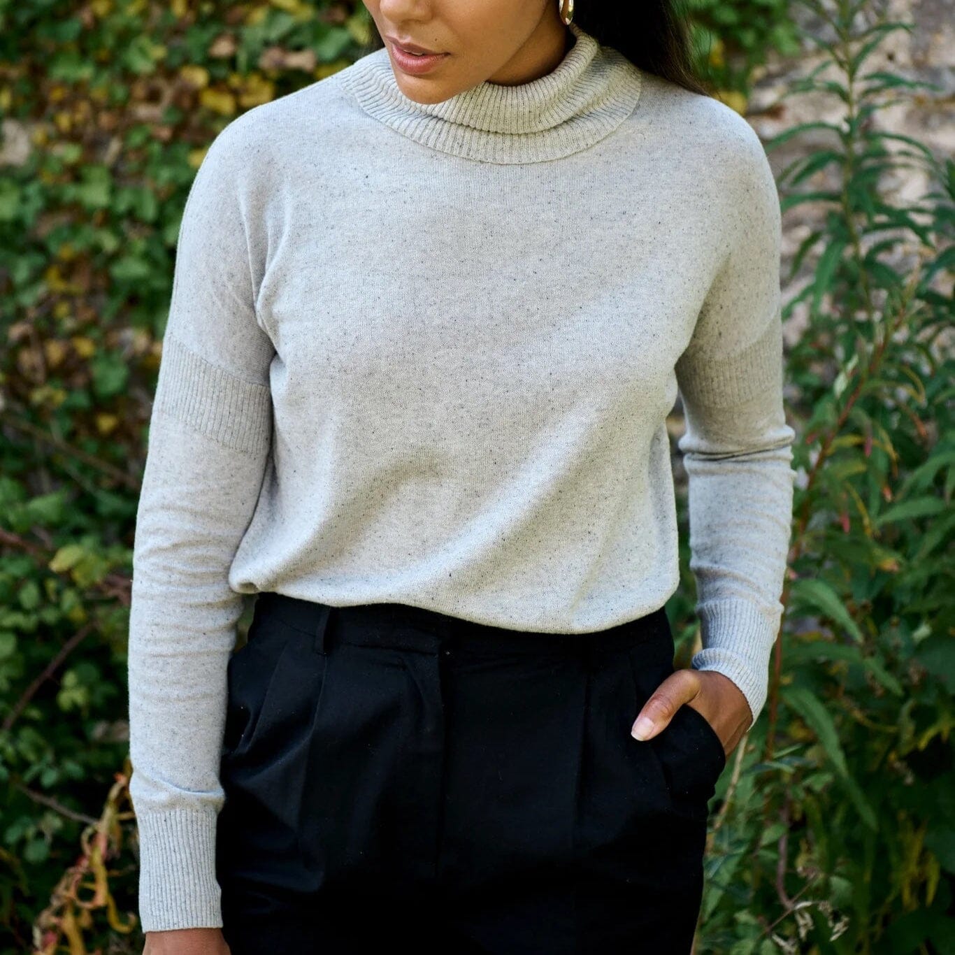 Maxted Jack Fine Gauge Roll Neck - Shell Grey Nep Maxted