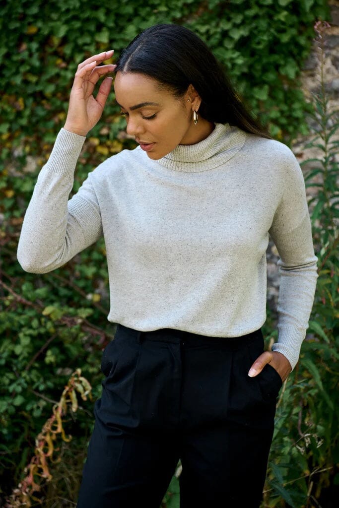 Maxted Jack Fine Gauge Roll Neck - Shell Grey Nep Maxted