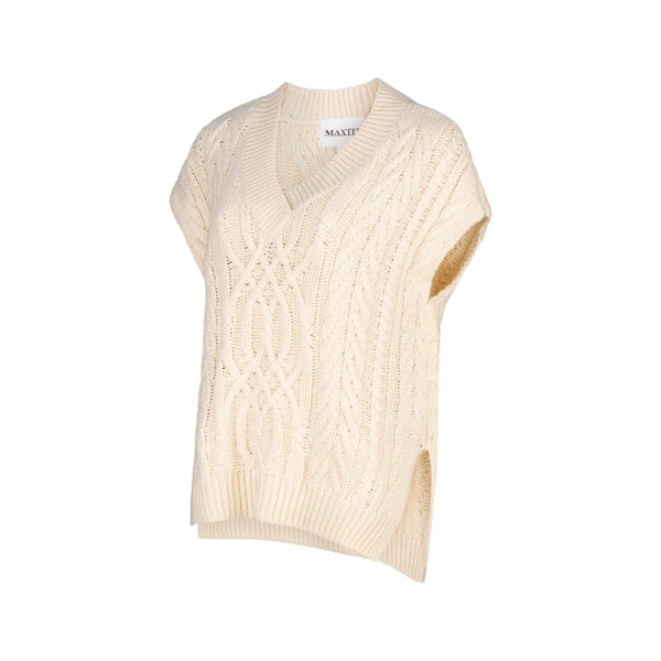 Maxted Sleeveless Cable Vest - Ivory Maxted