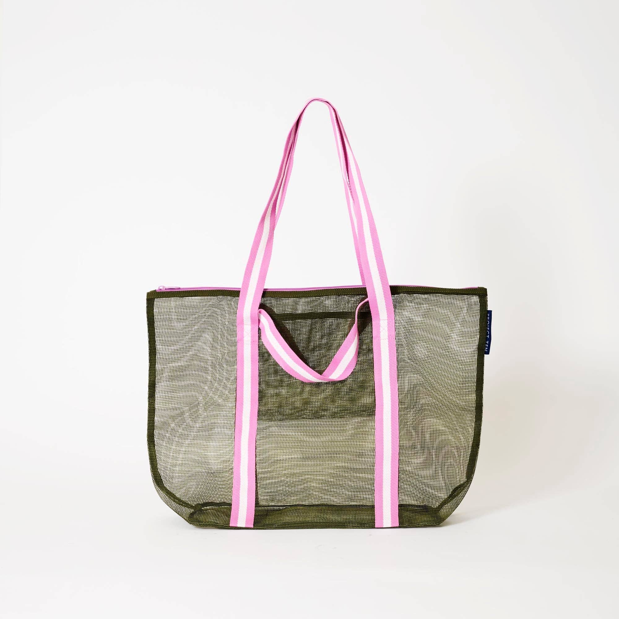 Mesh Zip Medium Tote – Khaki Tote Bag Project Ten Pty Ltd