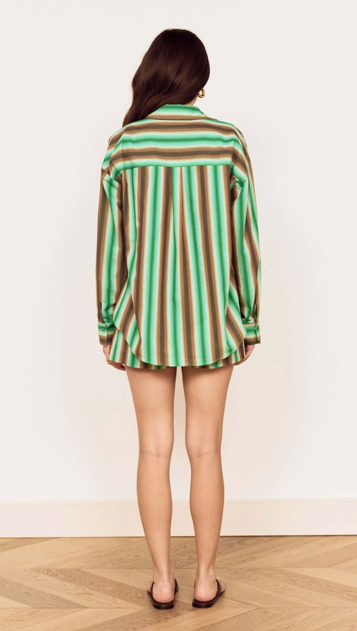 Mink Pink Rue Stripe Shirt - Green Stripe Women's Shirt Mink Pink